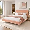 Bett mit Lattenrost Samtstoff MARVILLE 160 x 200 cm Pfirsichrosa