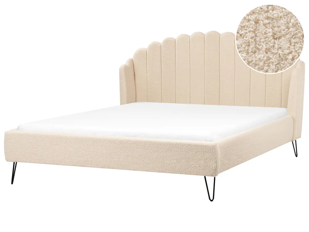 Bett mit Lattenrost Bouclé AMBILLOU 180 x 200 cm Beige