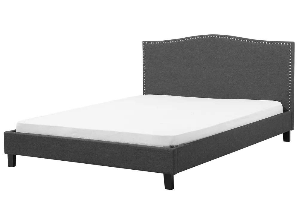 Bett mit Lattenrost Stoff MONTPELLIER 180 x 200 cm Dunkelgrau