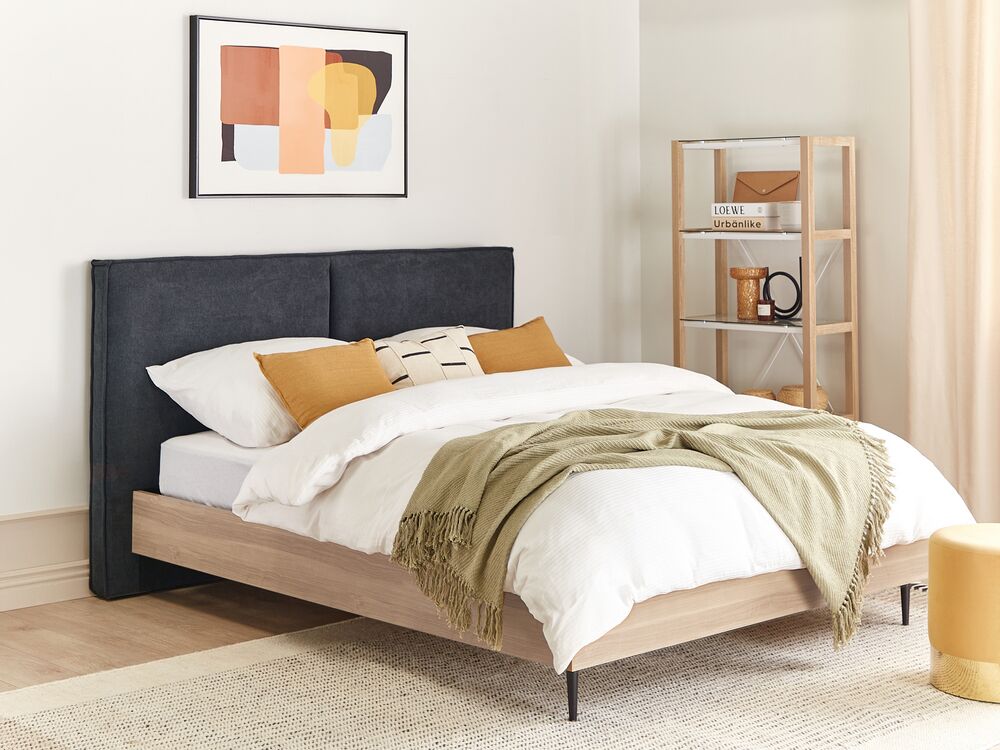 Postelja IZERNORE 160 x 200 cm Temno siva