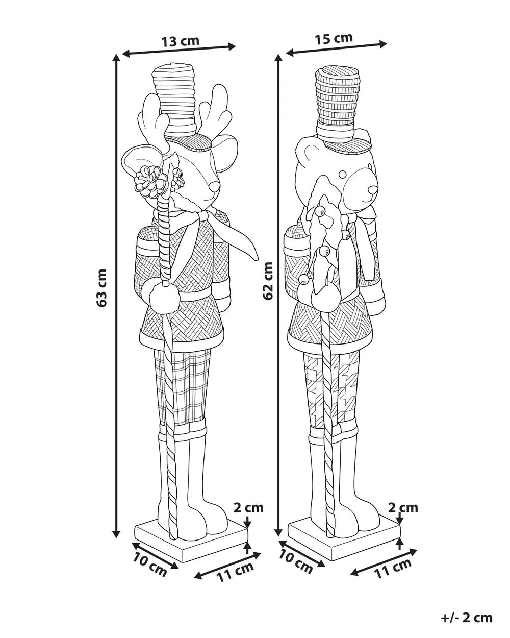 Set od 2 dekorativne figurice ALATORNIO 62/63 cm Medvjed Subota Smeđi_1156824