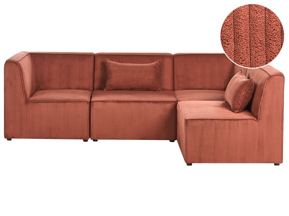 Modular Corner Sofa 4 Seater LEMVIG Corduroy Golden Brown Left Hand