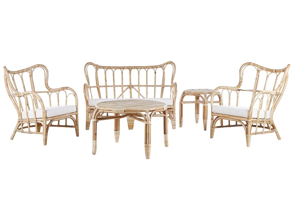 Lounge Set mit Tisch 4-Sitzer BRINDISI Rattan Naturfarben