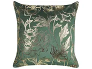 Dekokissen 2er Set DAFFODIL 45 x 45 cm Samtstoff Smaragdgrün Blumenmuster_829986