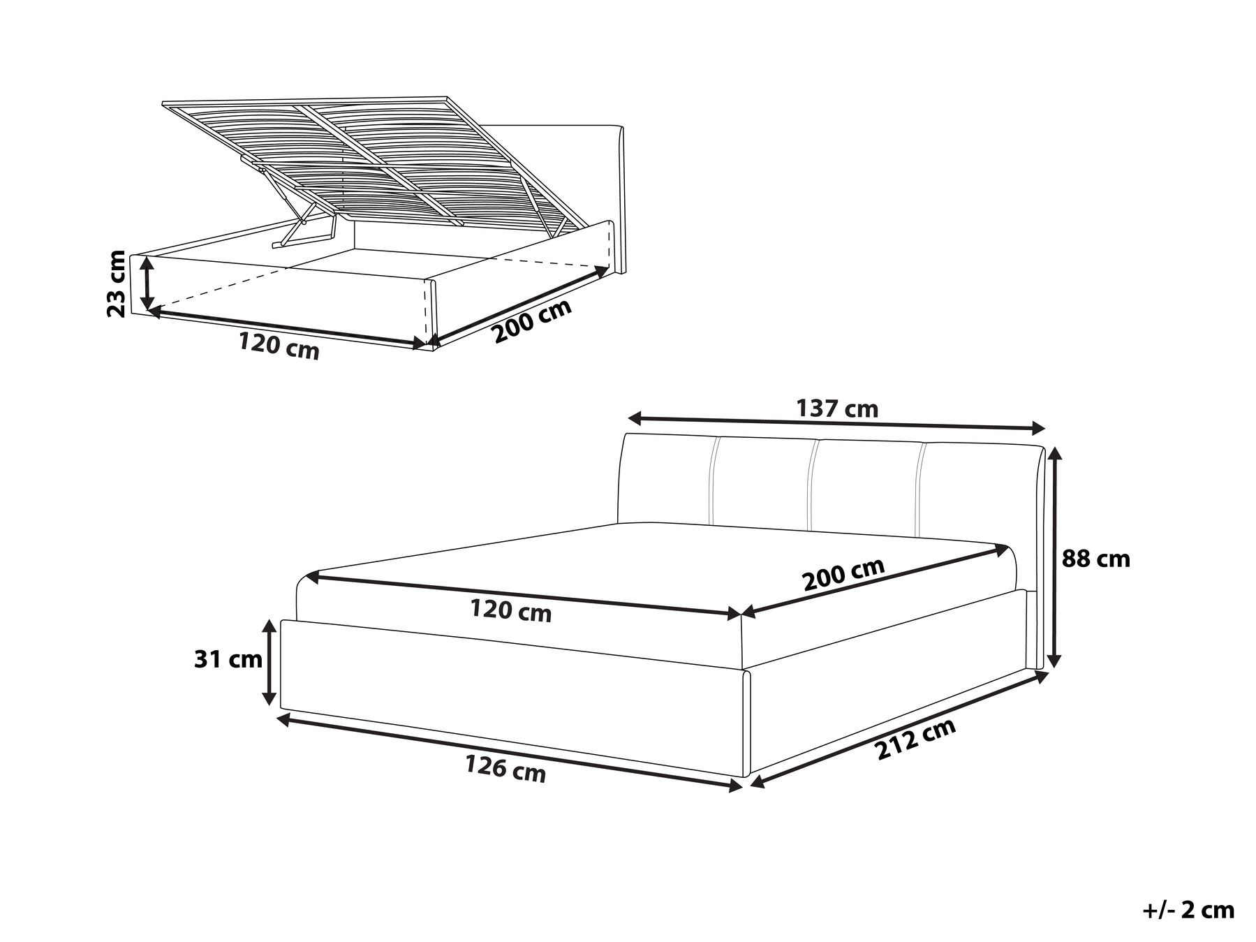 Krevet s prostorom za pohranu ORBEY Buklé bež 120 x 200 cm_1061002