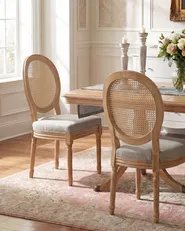 Set of 2 Chairs NIVLOC Wood Light Brown/ Beige_1090749