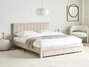 Bed with Storage Drawers LONZAC Velvet Beige 160 x 200 cm (EU King Size)_1014701