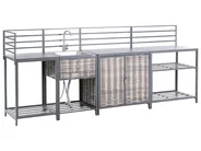 Outdoor-Küche 4er Set mit Spüle MIRADOR Grau Polyrattan_987419
