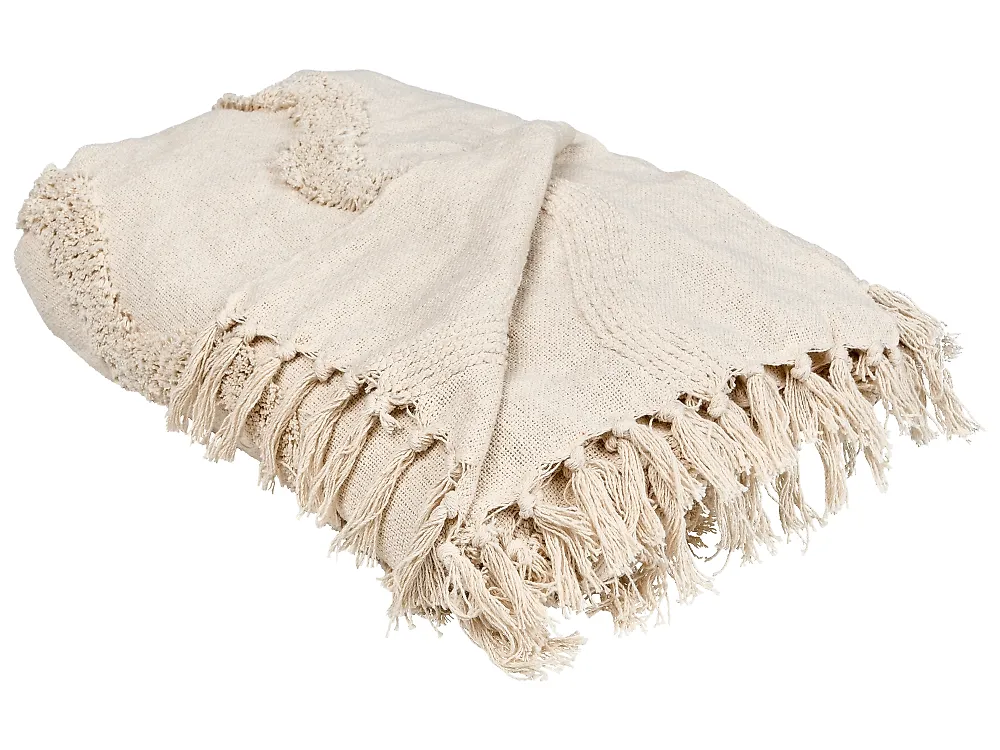 Kuscheldecke KHARI Baumwolle 150 x 200 cm Hellbeige_1067476