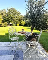Outdoor Bistrotisch SCAFA 70 cm 70 cm Metall Weiß_937491