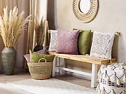 Throw Cushion LARKSPUR 45 x 45 cm Velvet Pink Geometric Pattern_1183564