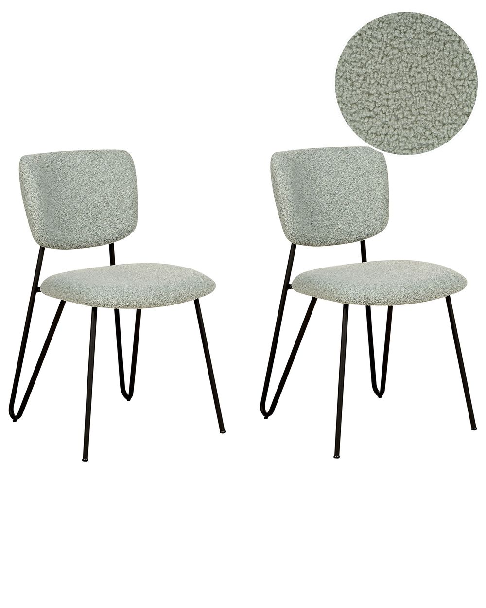 Set van 2 eetkamerstoelen NELKO Bouclé Lichtgroen