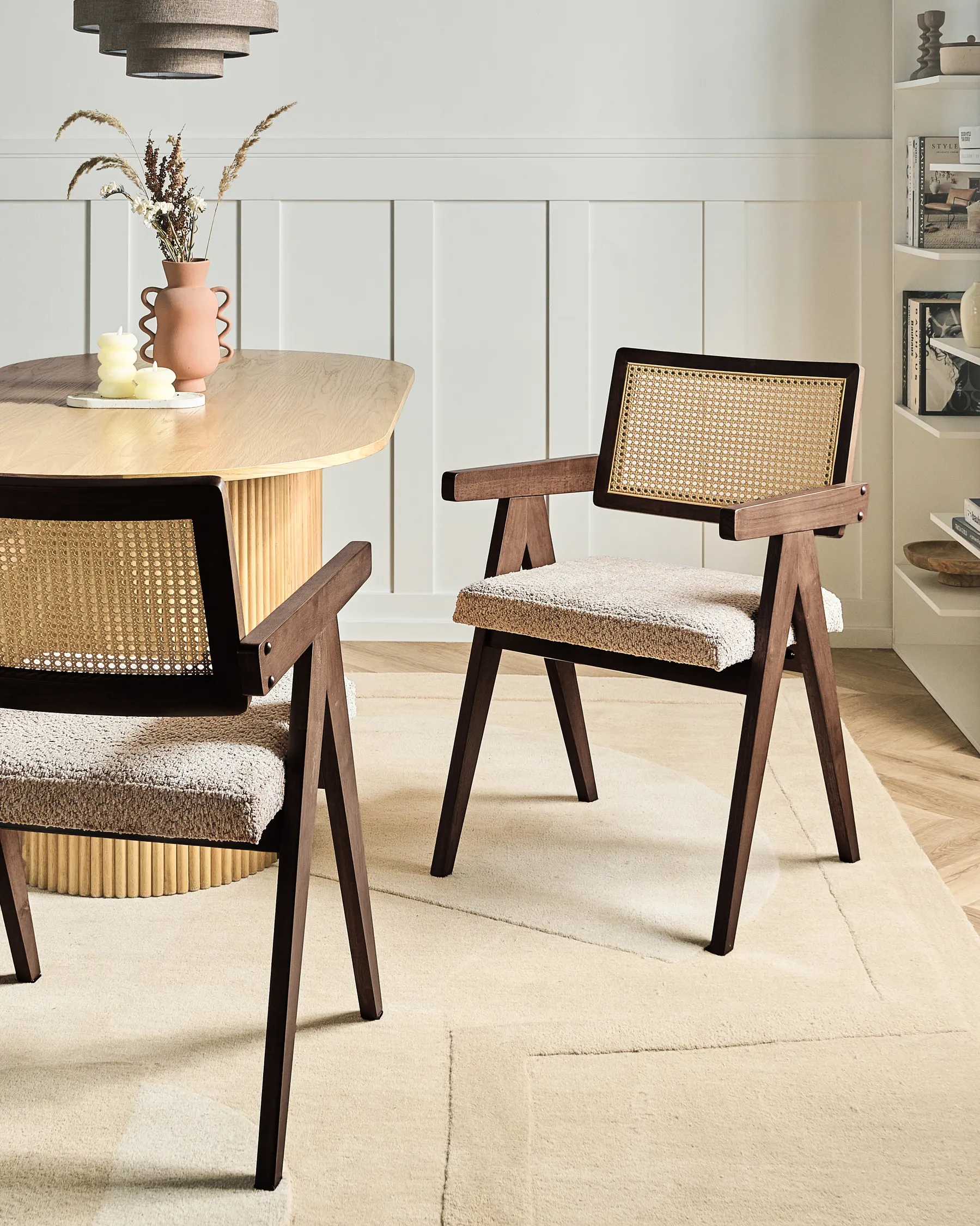 Esszimmerstuhl 2er Set AVA Holz Braun / Taupe_1068367