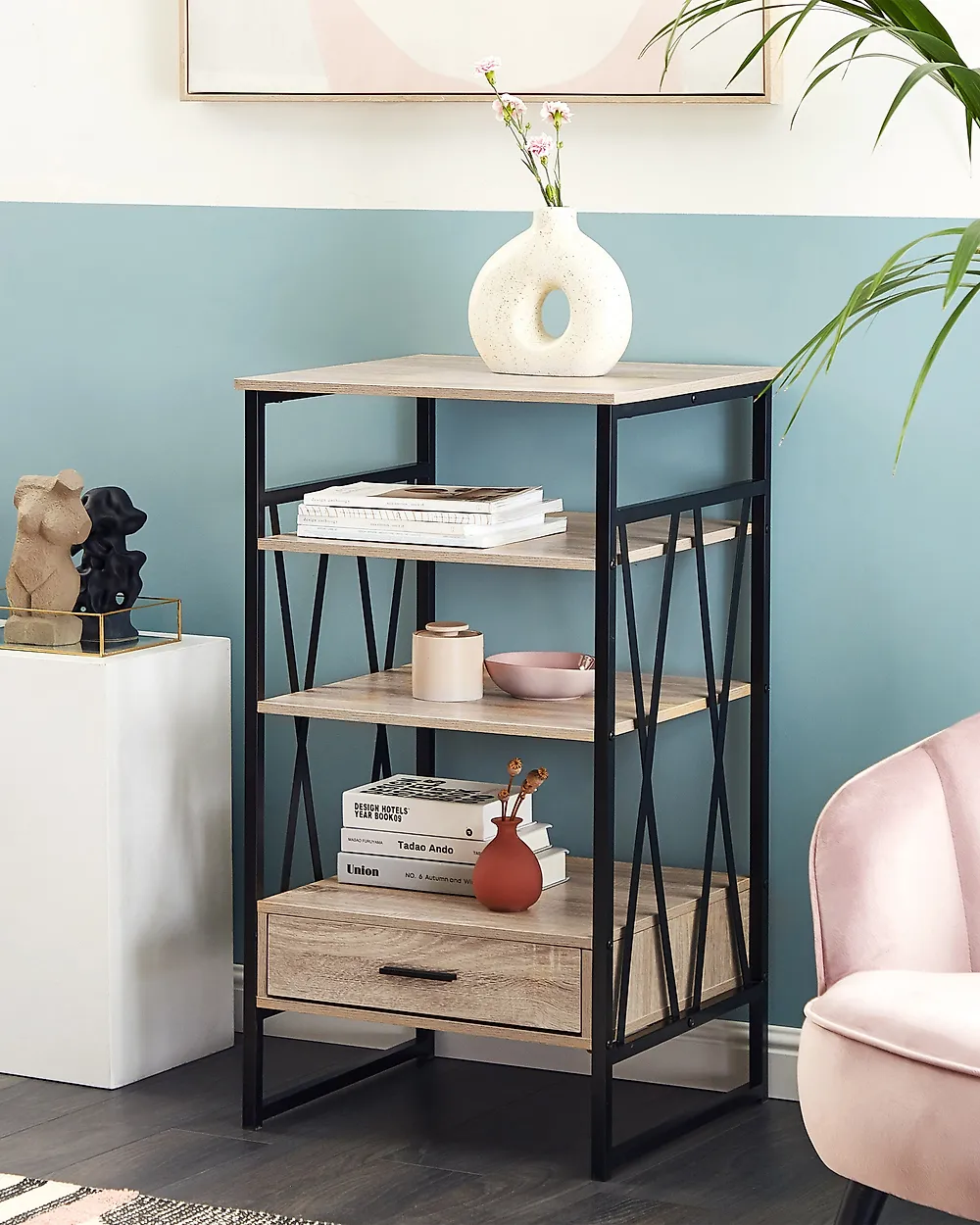 3 Tier Shelving Unit KEENE 101 cm Light Brown_1188263