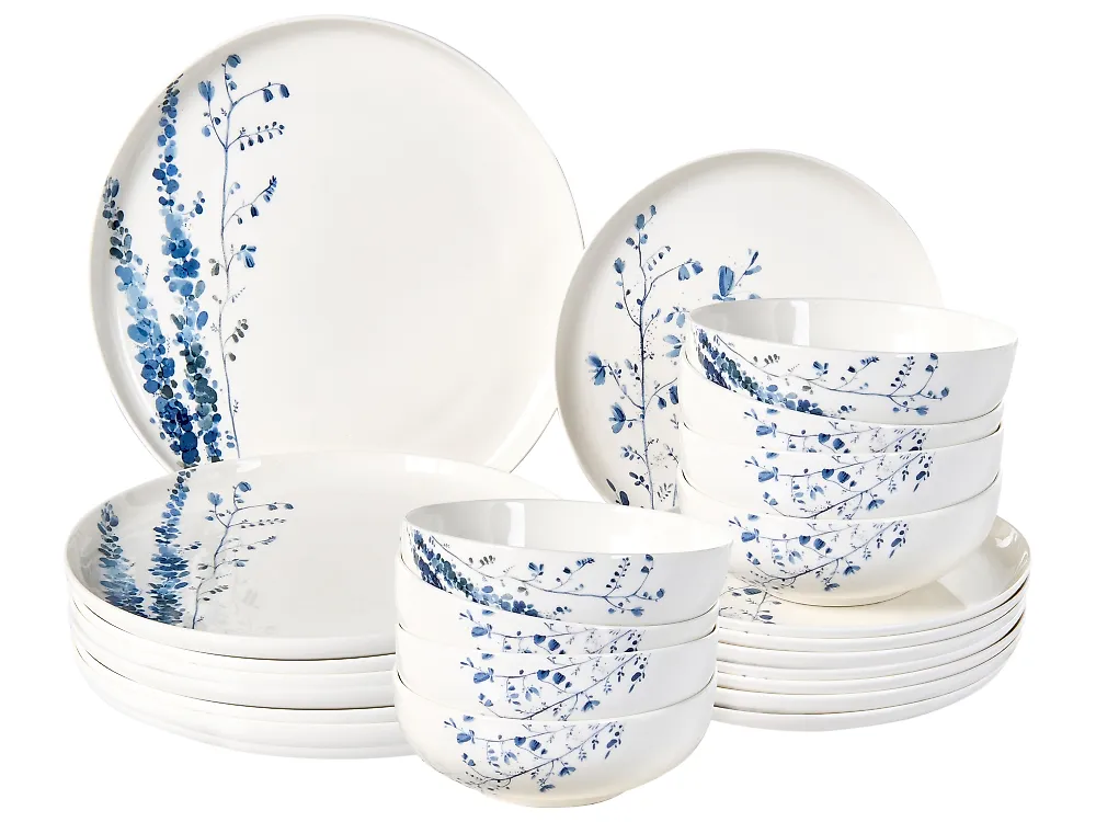 24-Piece Dinnerware Set MAHLEB Porcelain White/Blue
