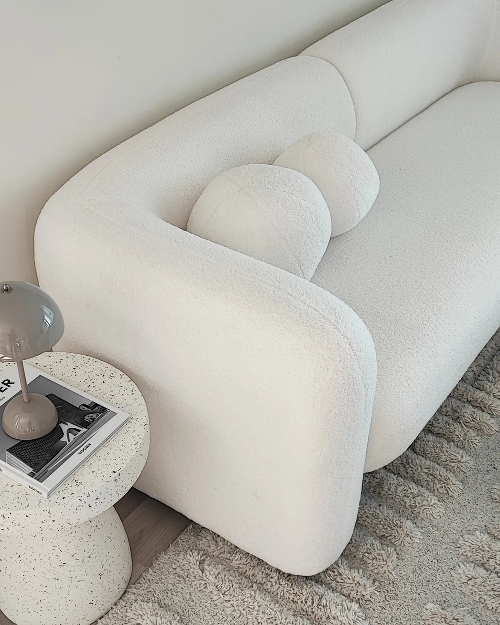 Living Room Set 4 Seater LEIREN Boucle White_933296