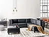 Modul Ecksofa 5-Sitzer UNSTAD mit Ottomane Kunstleder Schwarz linksseitig