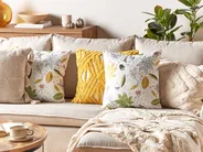 Set of 2 Decorative Cushions MULLEIN 45 x 45 cm Velvet Multicolour Plant Pattern_834924