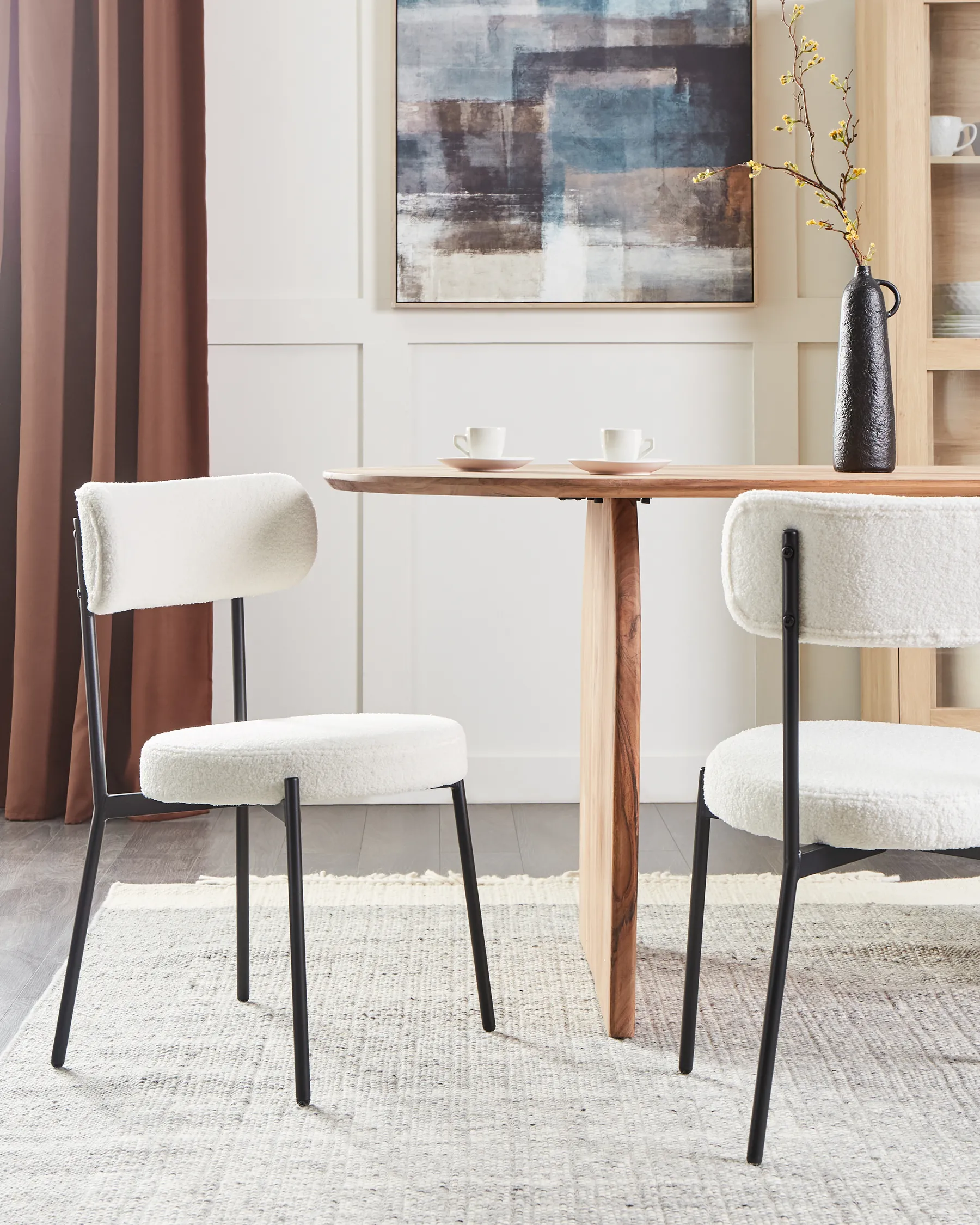 Set of 2 Dining Chairs ALLISON Boucle White_929035