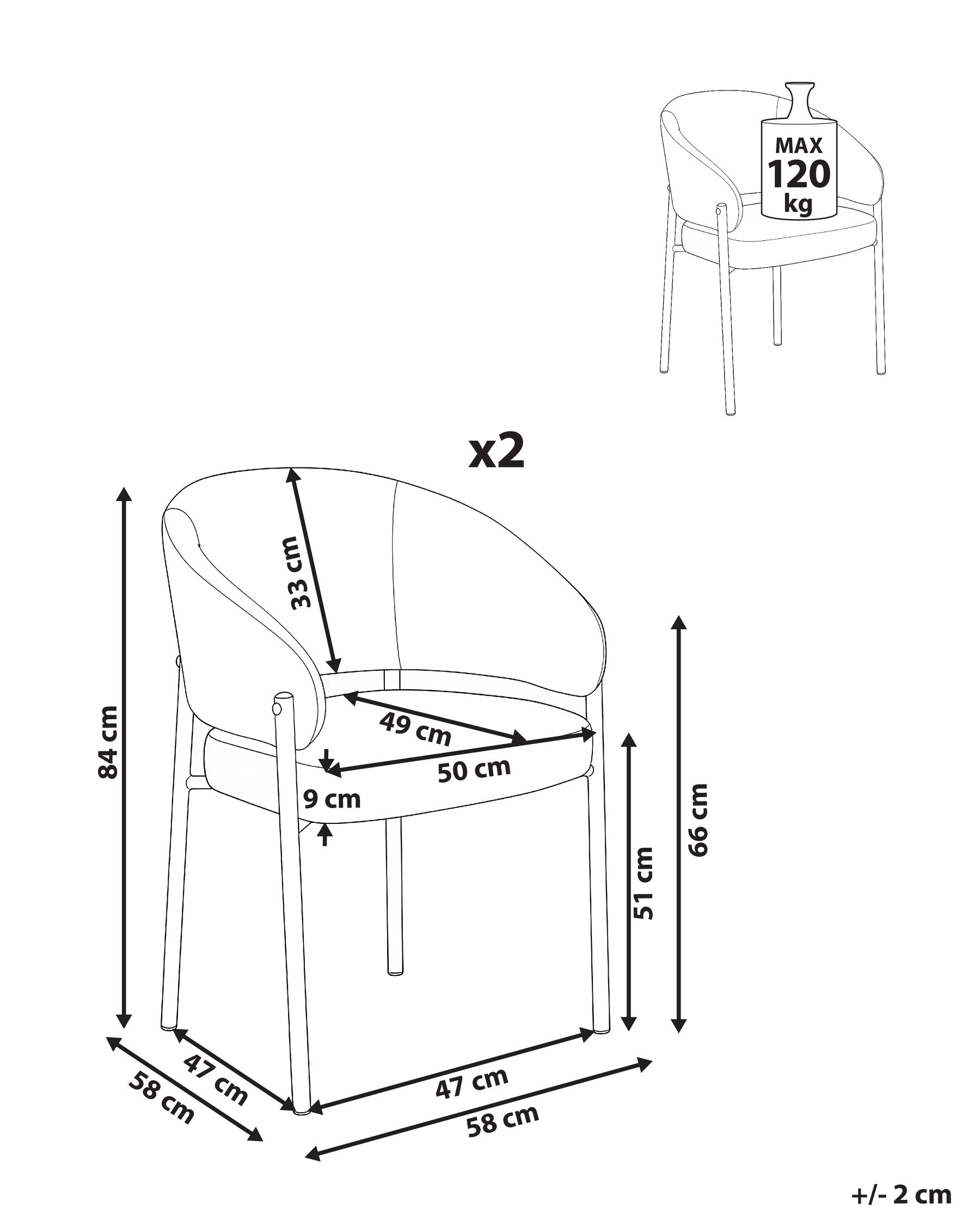 Set van 2 eetkamerstoelen ZANE Stof Groen_1042492