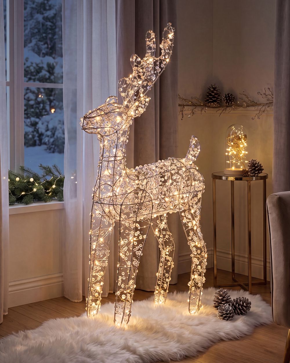 Outdoor Decoration LED OLDENOR 70 cm Reindeer Silver