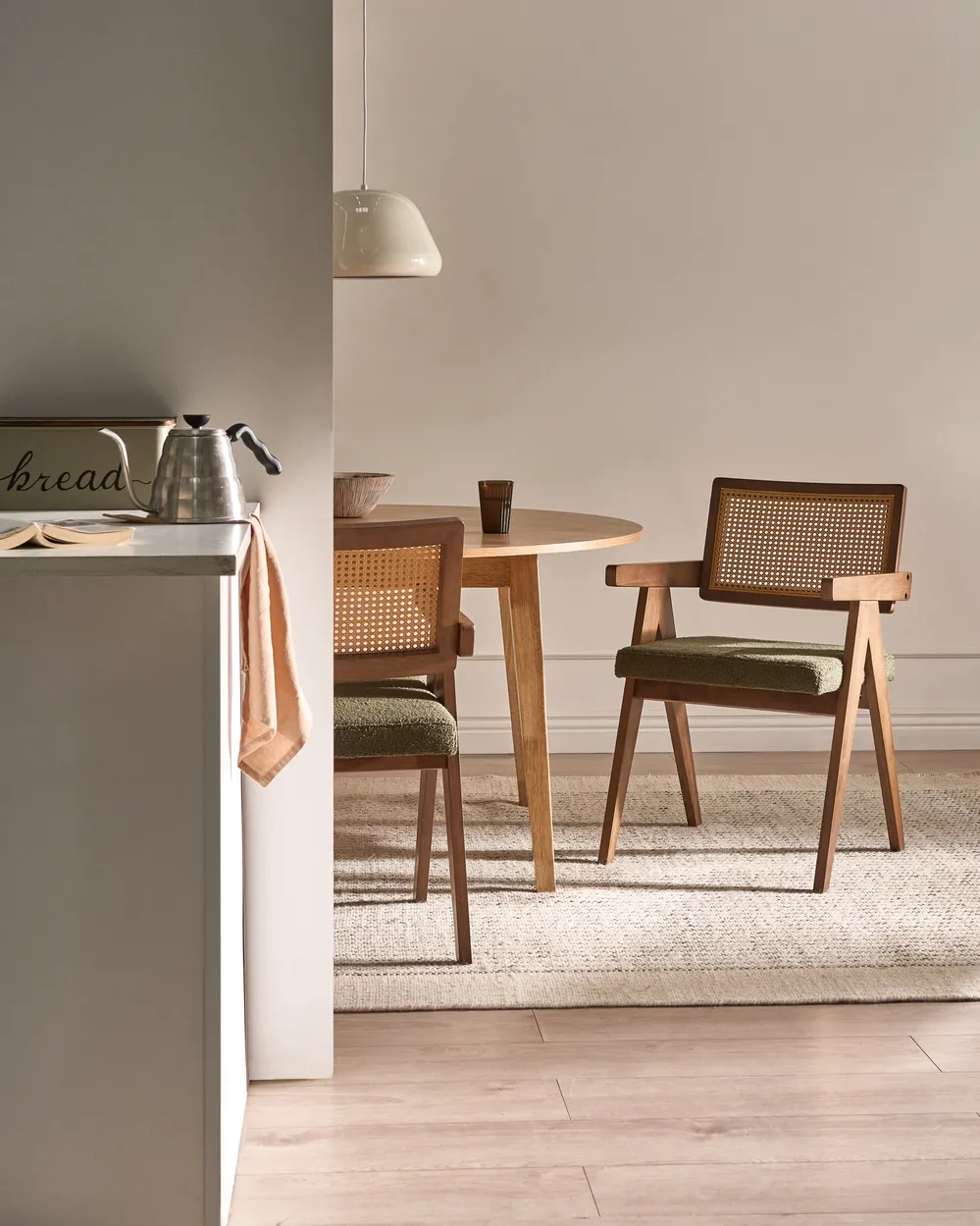 Esszimmerstuhl 2er Set AVA Holz Braun / Grün