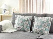 Dekokissen 2er Set CYANOTIS 45 x 45 cm Baumwolle Hellblau Blumenmuster_1079283