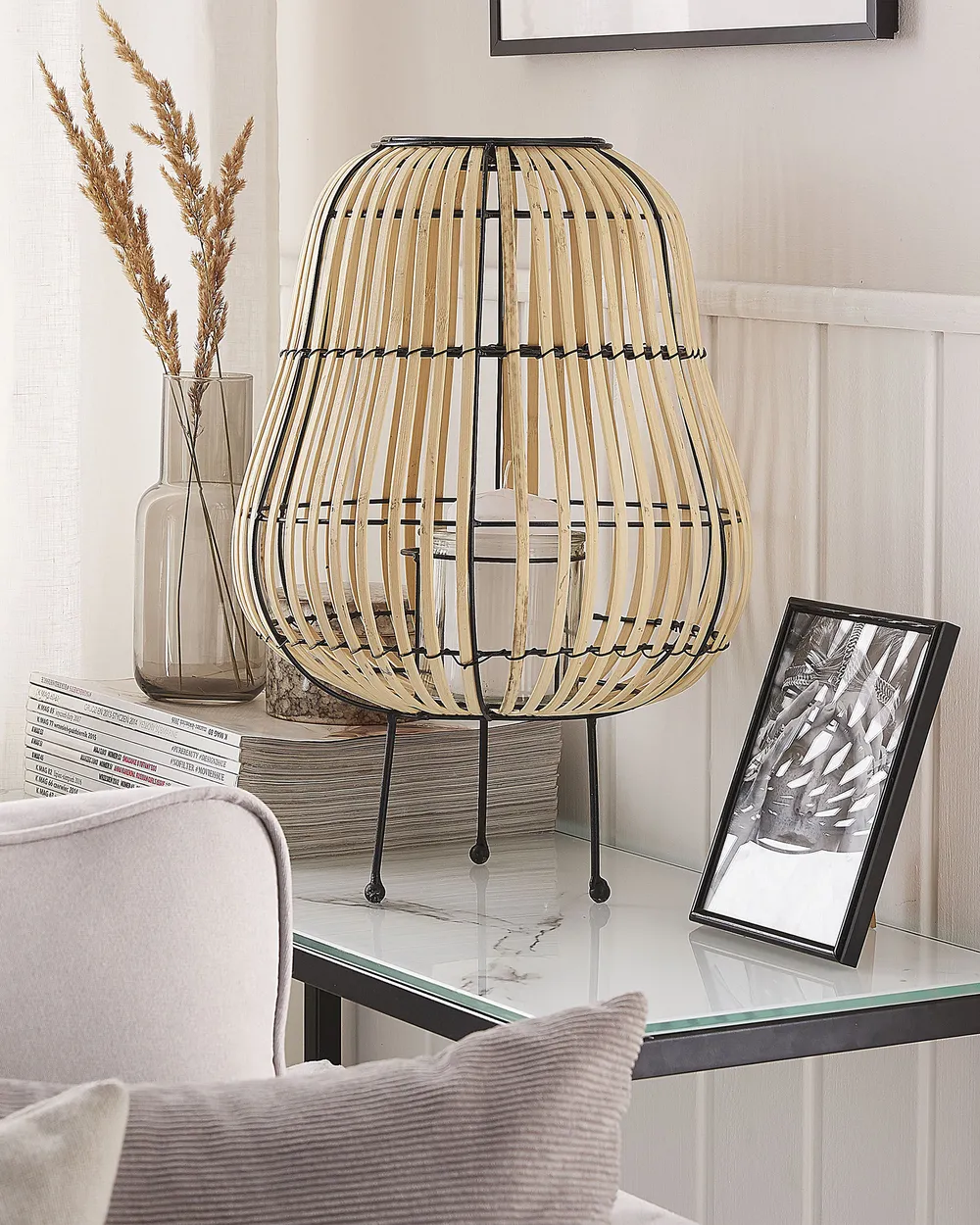Laterne BERKNER 44 cm Weidenholz Naturfarben