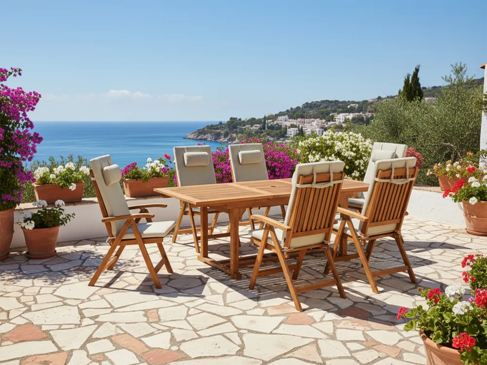 Gartenmöbel Set 6-Sitzer JAVA PREMIUM Akazienholz Taupe