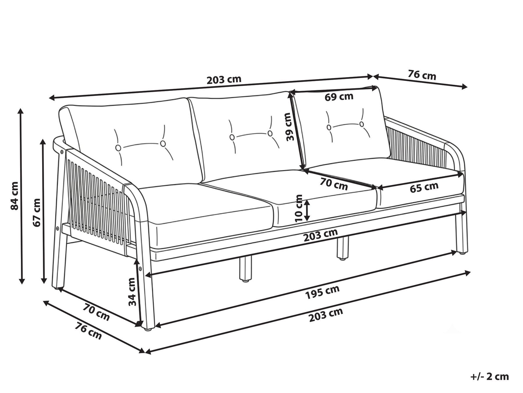 Gartensofa 3-Sitzer SUMBA Akazienholz Hellbraun_1087796