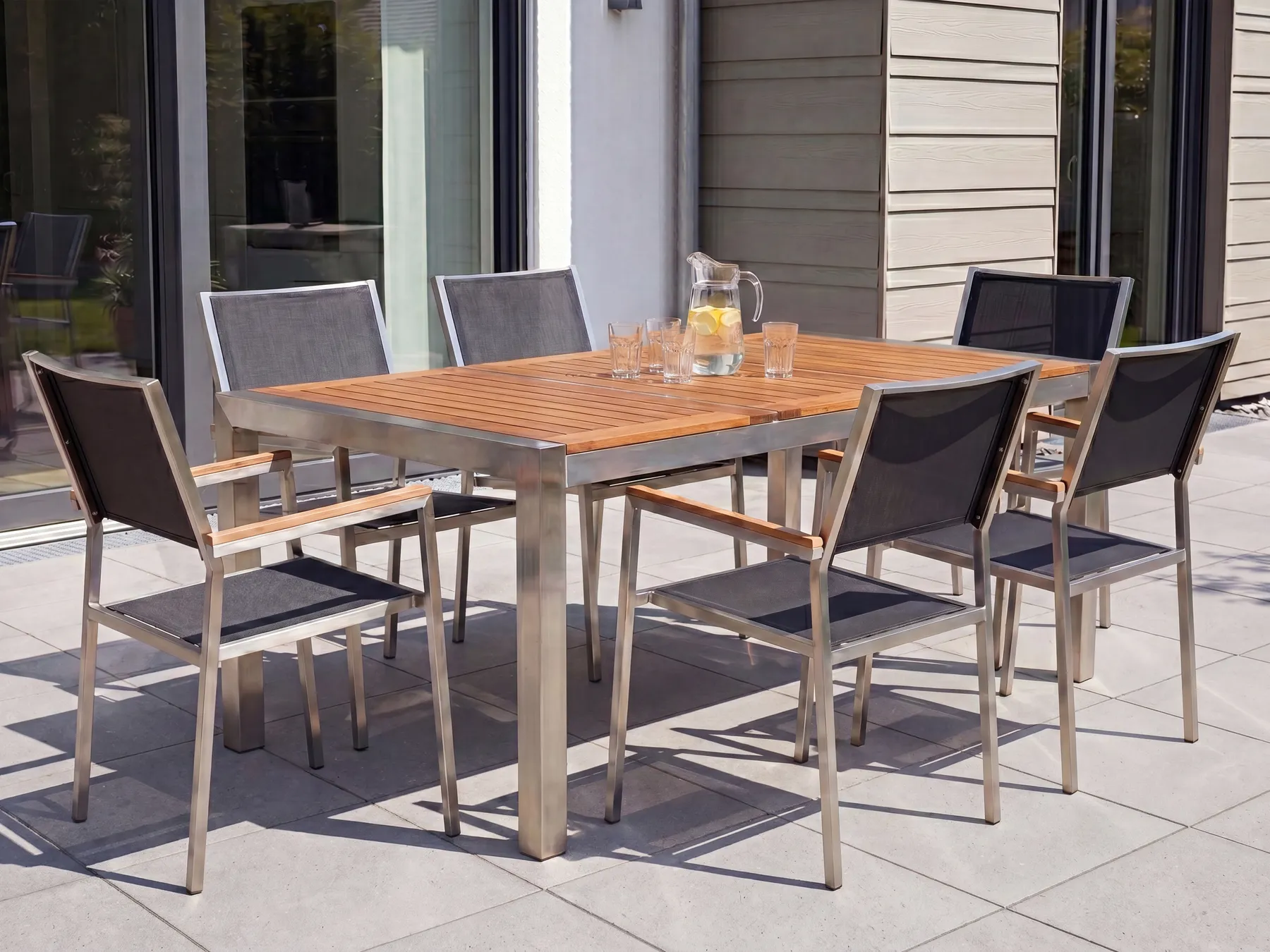 Garden Dining Table GROSSETO 180 cm 90 cm Eucalyptus Wood Brown_768396