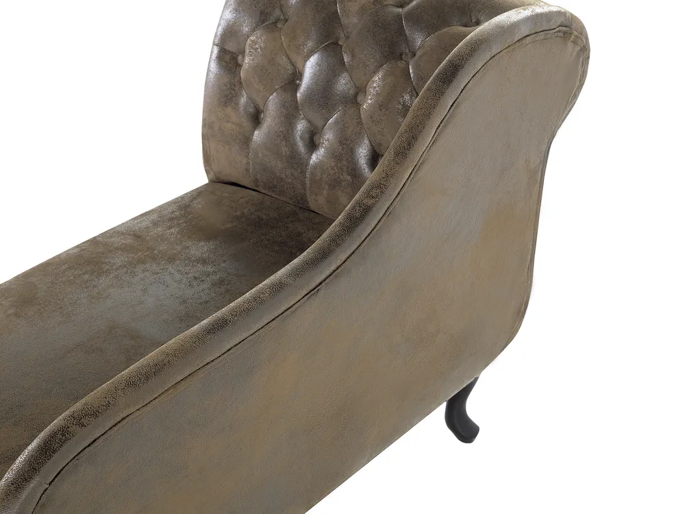 Right-Hand Chaise Longue NIMES Faux Suede Brown_697507