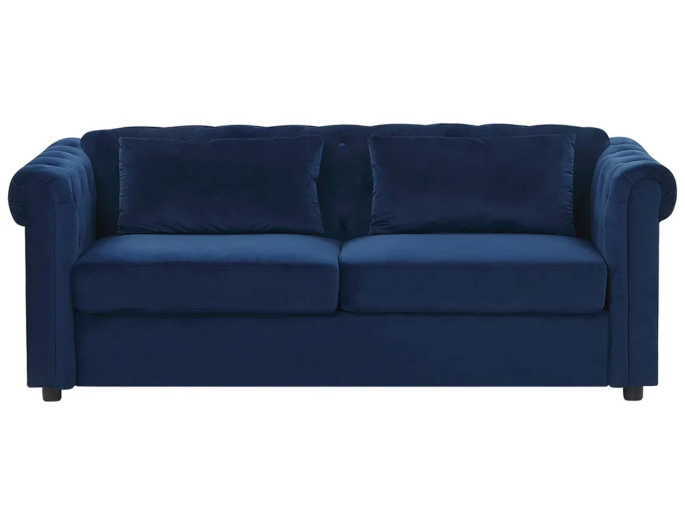 Set di divani a 3 pezzi con cuscini in velluto blu - COMFORTXL | Leroy Set di divani a 3 pezzi con cuscini in velluto blu - COMFORTXL | Leroy