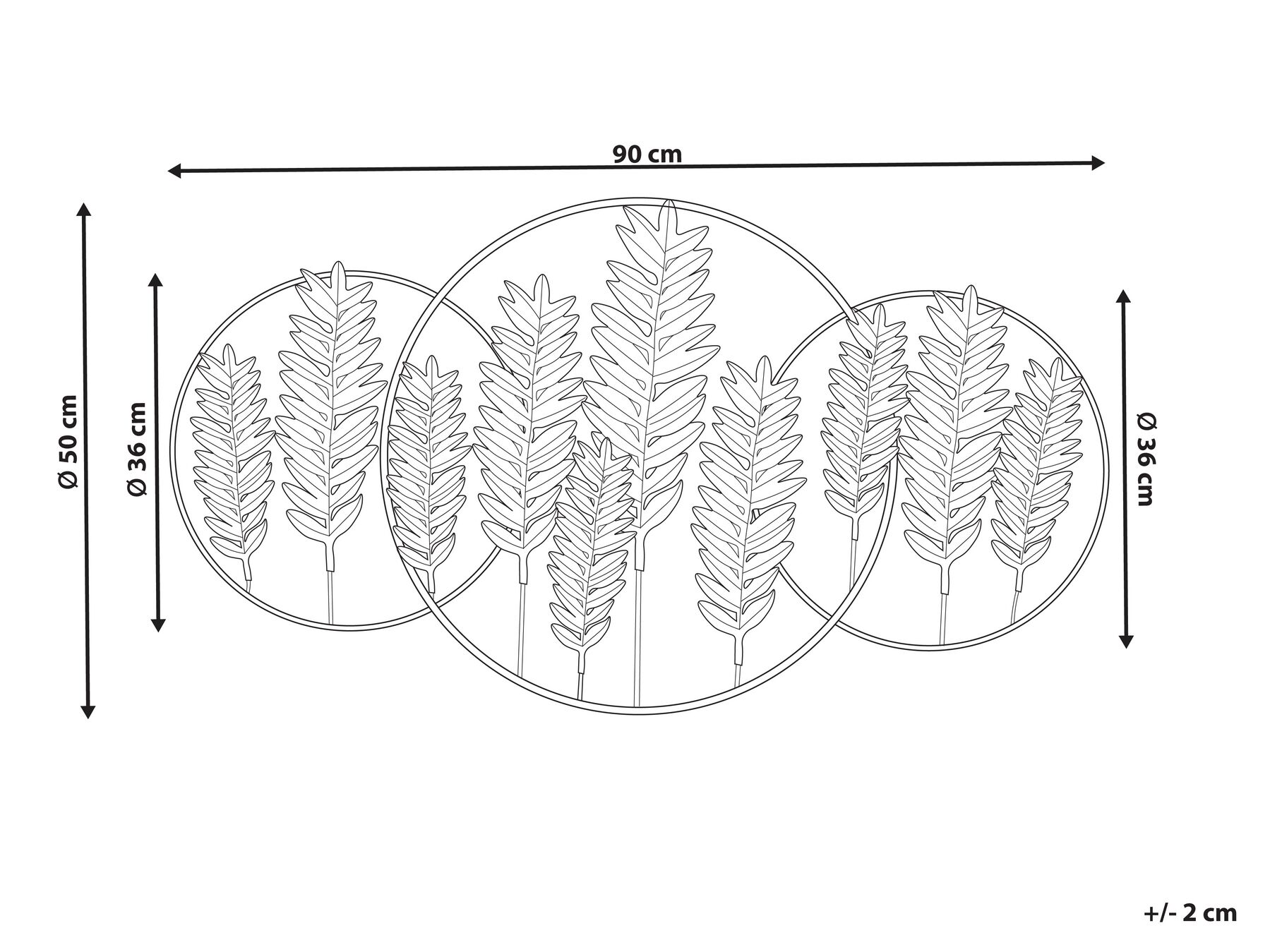 Wall Decor Leaf COPERNICIUM Metal 50 cm Gold_933827