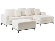 Corner Sofa 5 Seater OSLO with Ottoman Boucle White Left Hand_946702