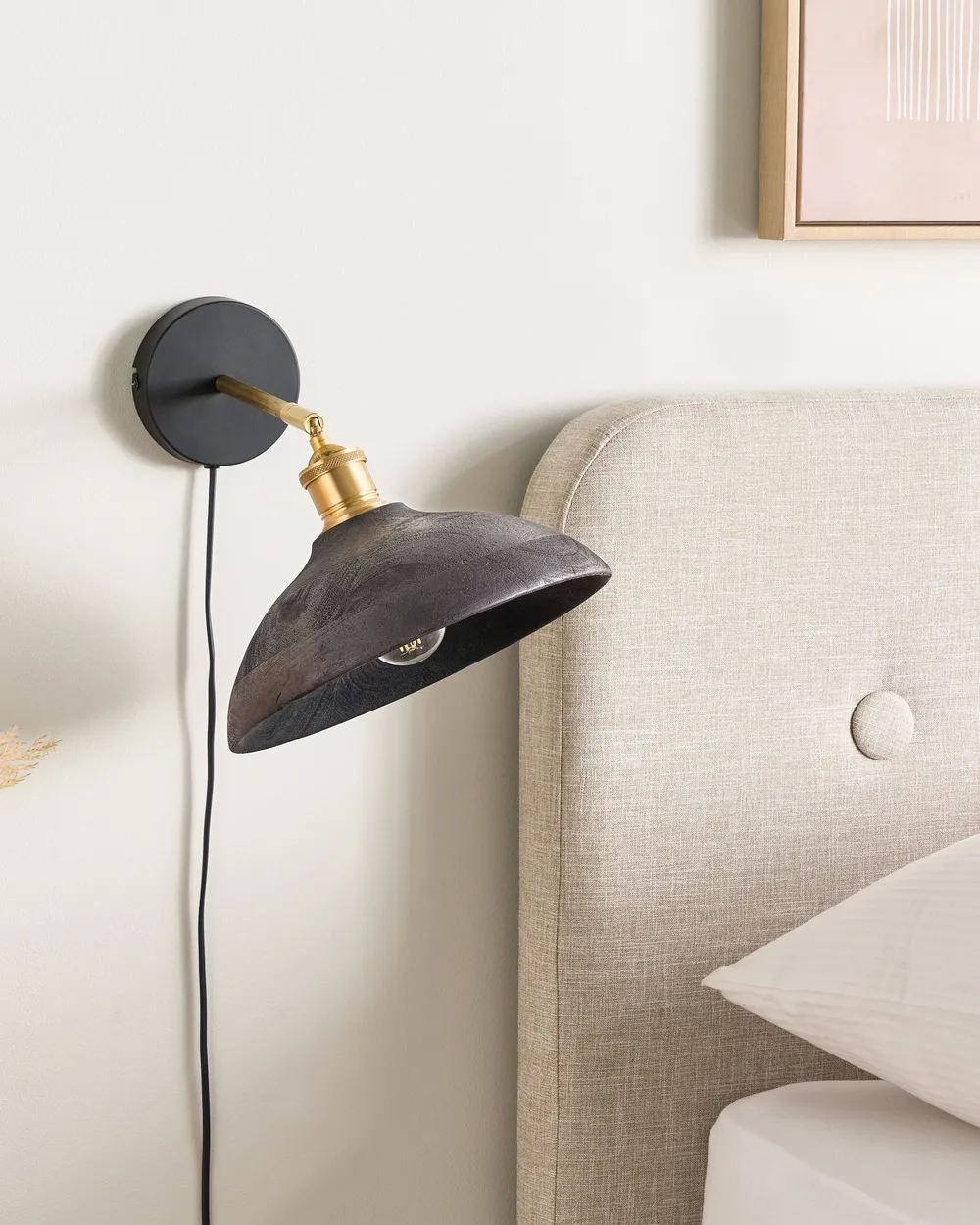Wandlampe YERALA verstellbar Mangoholz Schwarz_867912