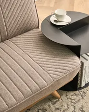 Sofa Bed 2 Seater KALFAFEL Fabric Light Brown_1009355
