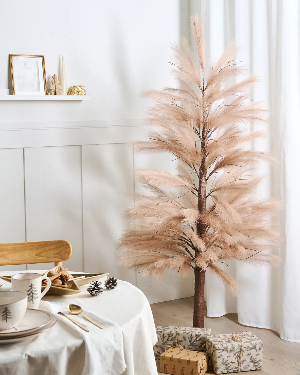 Gartendekoration LED HAUGANES 190 cm Weihnachtsbaum Beige_1025593