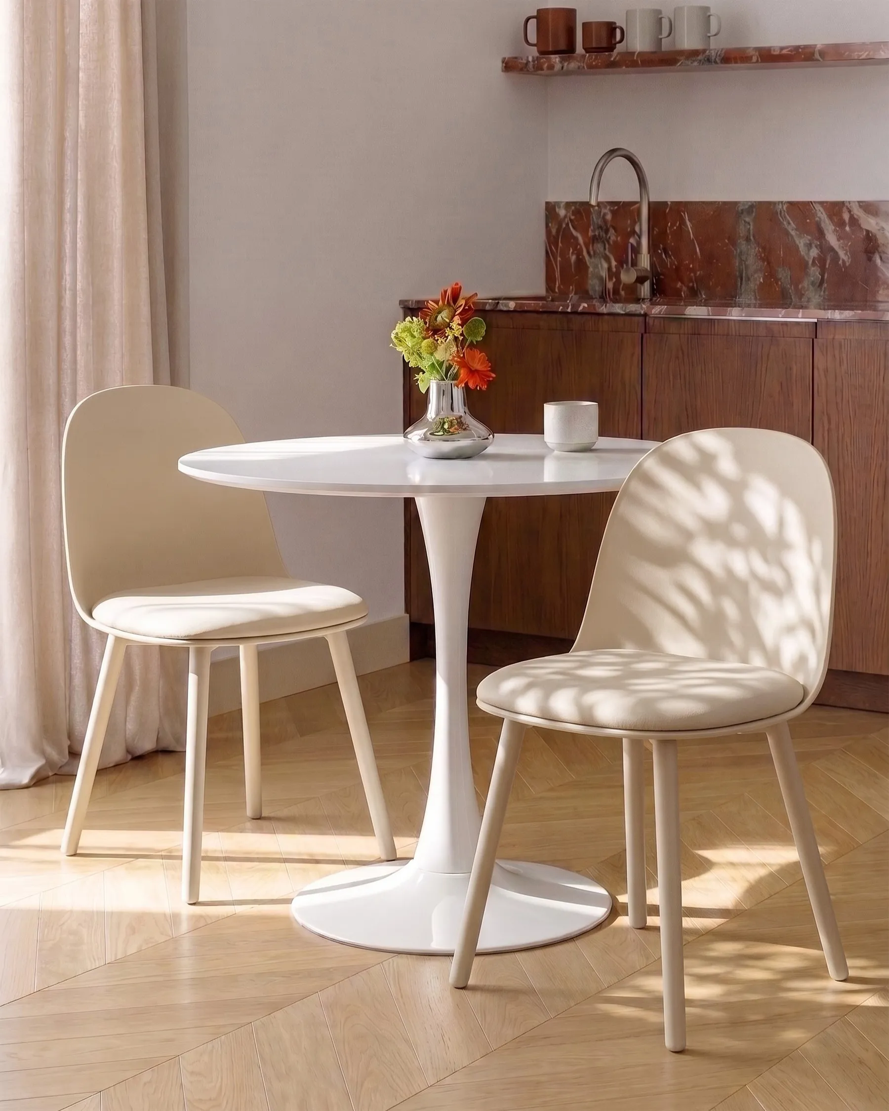 Esszimmerstuhl 2er Set ANKENY Kunstleder Hellbeige_1100174