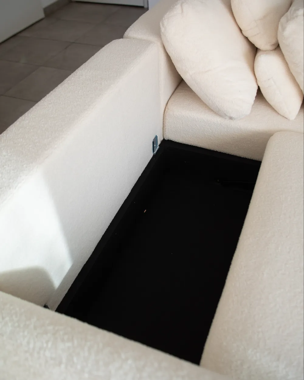 Schlafsofa 3-Sitzer VAXHOLM mit Stauraum Bouclé Cremeweiß_1051598