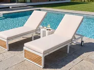 Sonnenliege mit Kissen VERDELLO mit Relaxfunktion Metall Beige_1078556