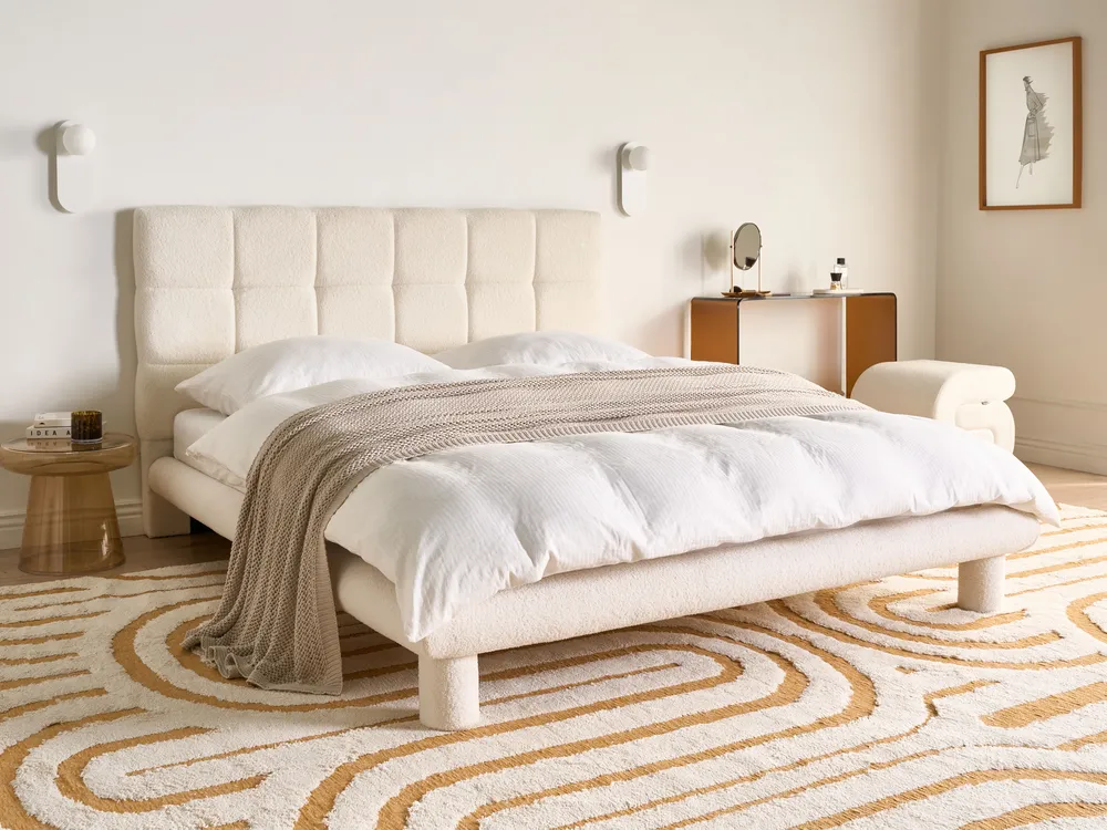 Bed Boucle CRESSAT 160 x 200 cm (EU King Size) Off-White_1150973