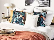 Throw Cushion OSMUNDA 45 x 45 cm Velvet Black Floral Pattern_1183572