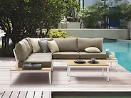 Garten Ecksofa mit Tisch 5-Sitzer POSITANO Grau_1177360