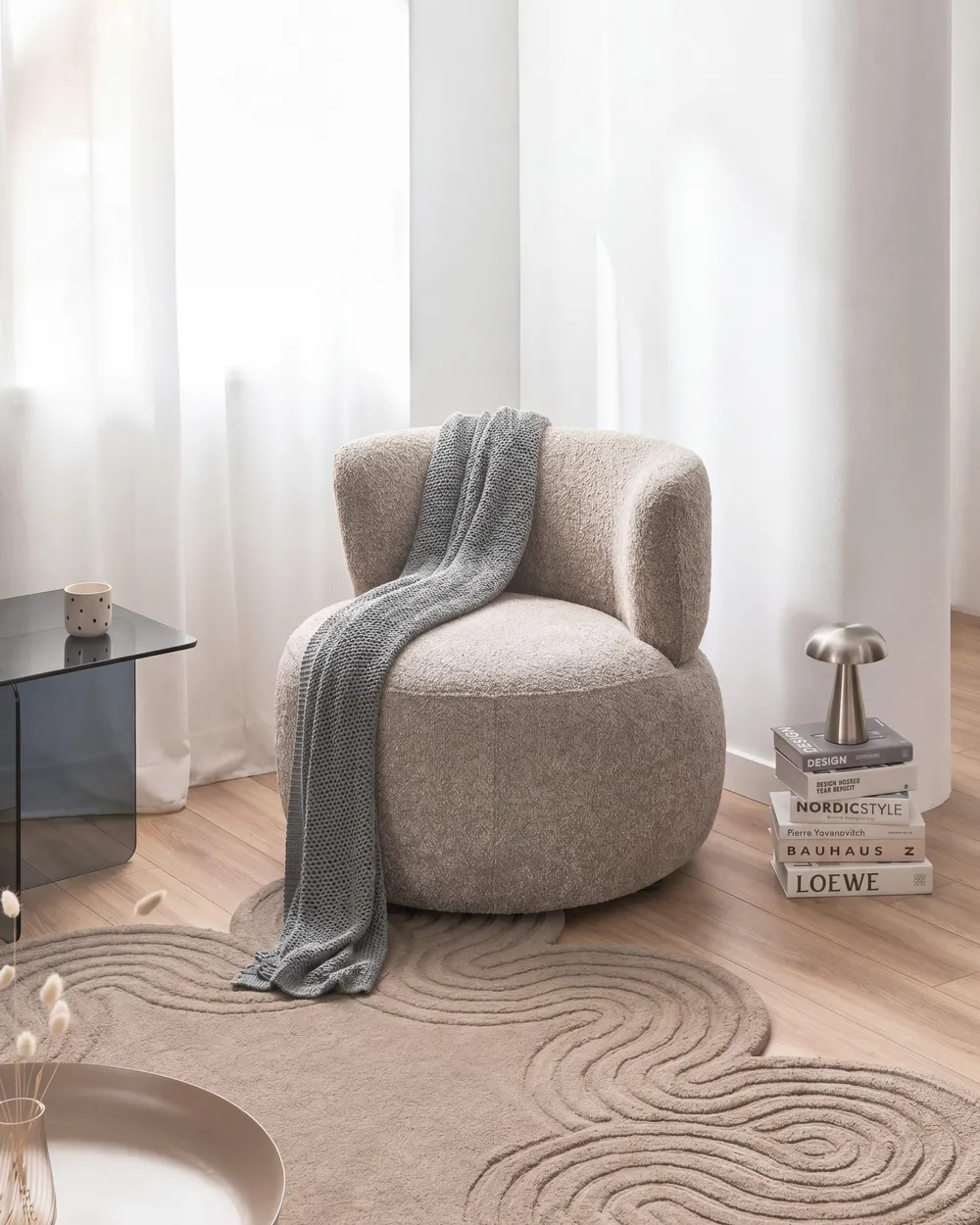 Sessel VOLDA Chenillegewebe Taupe