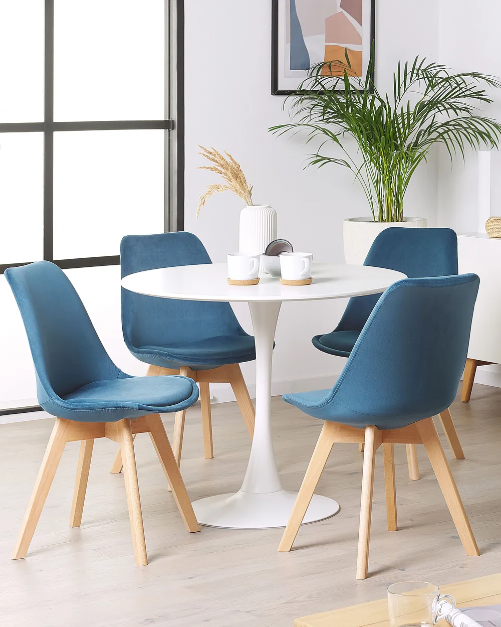 Esszimmerstuhl 2er Set DAKOTA II Samtstoff Blau