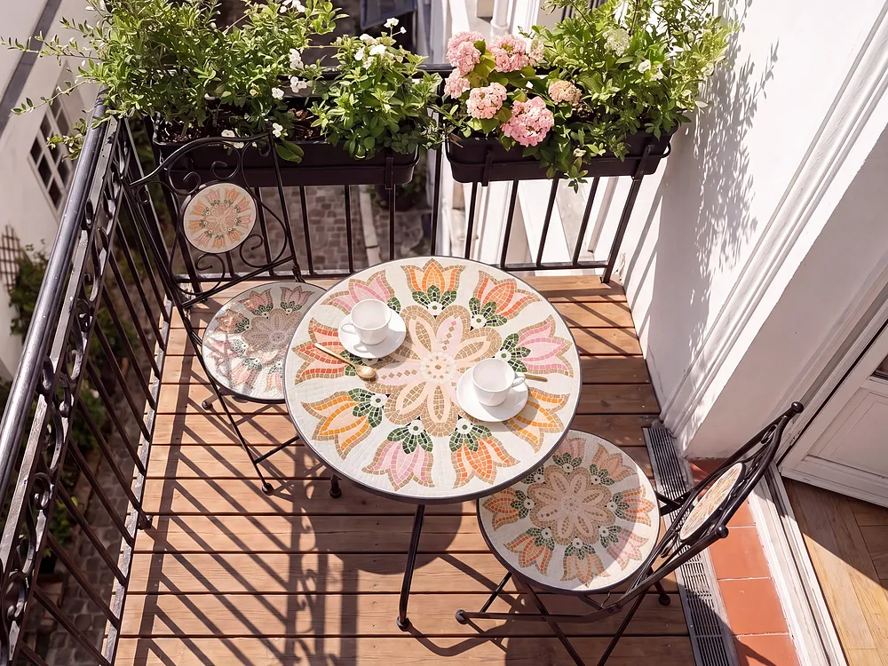 Outdoor Bistrotisch SETTALA 60 cm 60 cm Metall Bunt_1155825