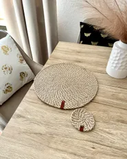 Placemats en onderzetters set PIPTURUS Jute Natuurlijk_983398