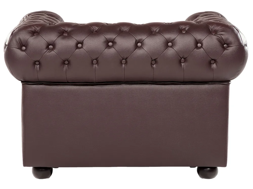 Living Room Set 4 Seater CHESTERFIELD Leather Brown_769472