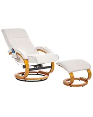 Massage Chair HERO with Footstool Fabric Light Beige_964735